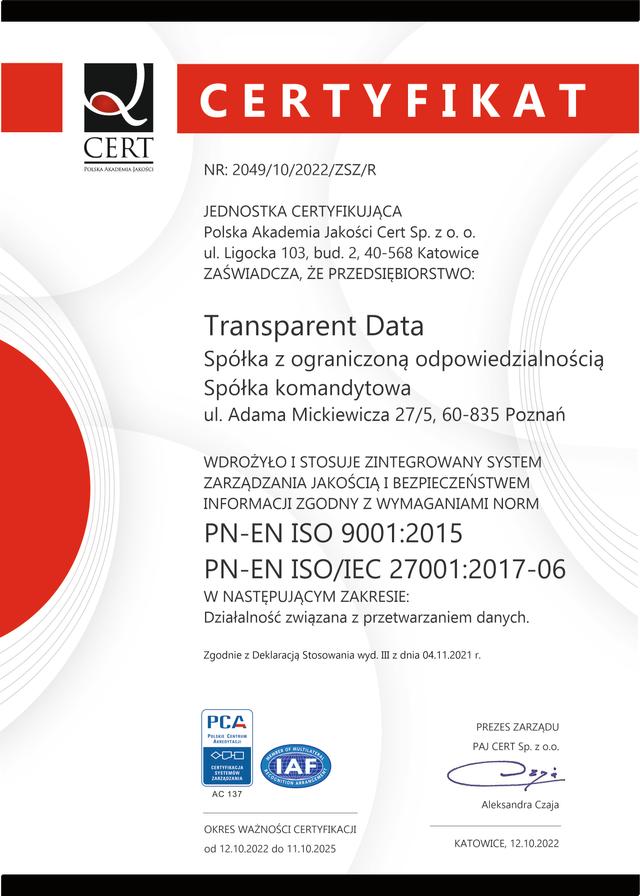 ISO 27001 / ISO 9001